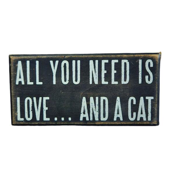All You Need is Love... and a Cat Wood Wall Decor - Picture 1 of 2